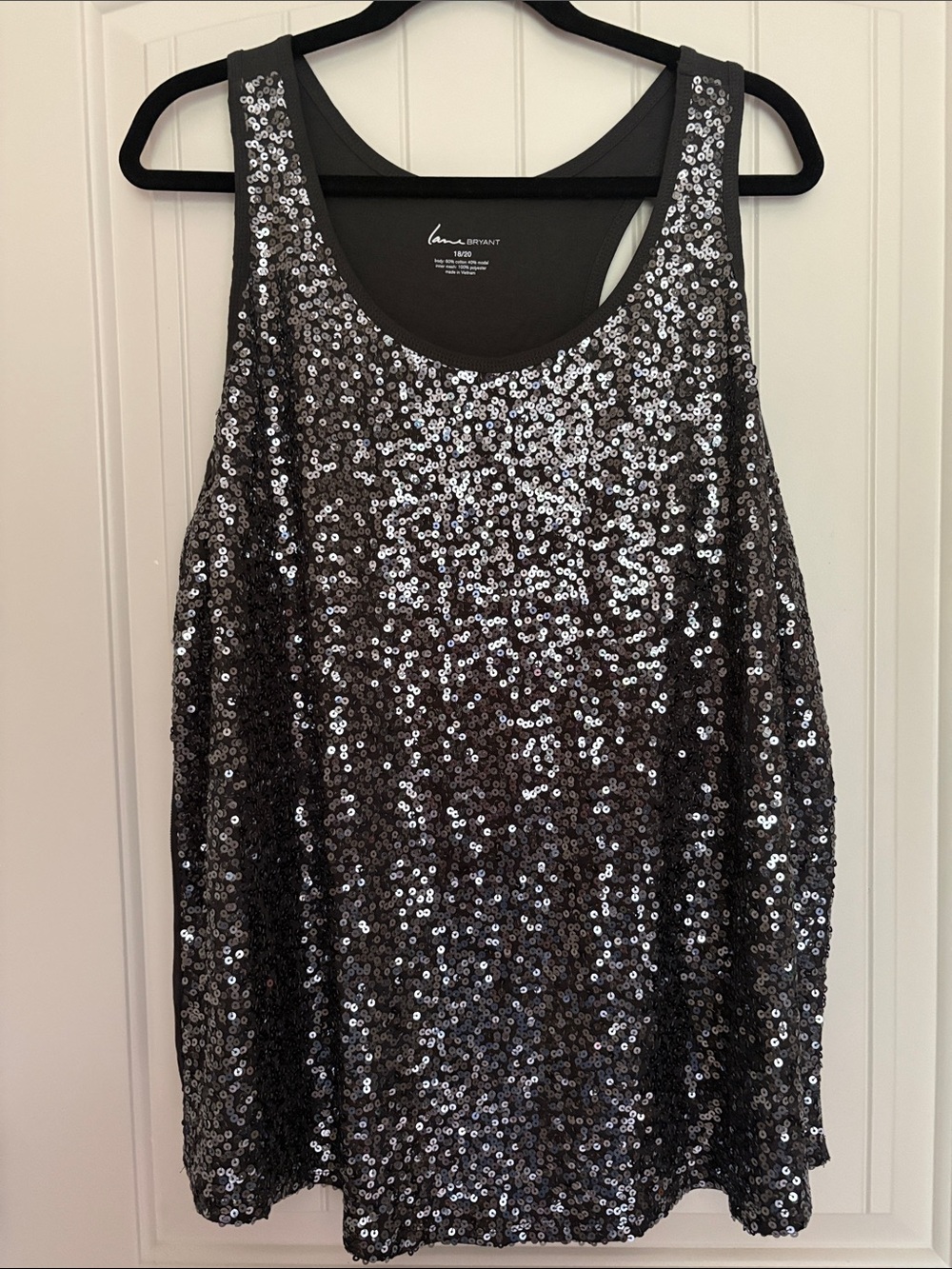 Lane Bryant Gray Sequin Tank - Sequined Scoop Neck